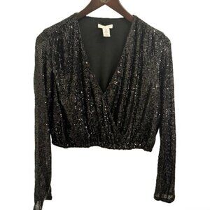 ✶ NWOT Sequin V Neck Blouse , Size Small